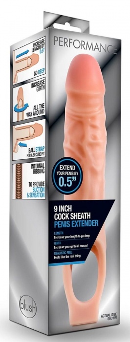 Телесная насадка на пенис 9 Inch Cock Sheath Extender - 22,2 см. - Blush Novelties - в Старом Осколе купить с доставкой