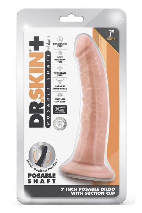 Телесный фаллоимитатор-реалистик 7 Inch Posable Dildo - 19 см. - Blush Novelties