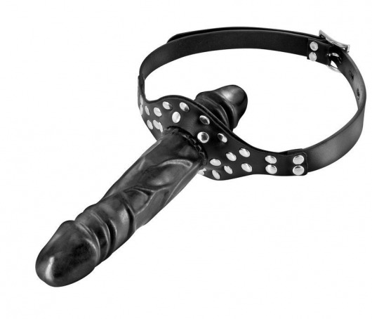 Черный кляп-фаллоимитатор Double Penis Gag - Fetish Tentation - купить с доставкой в Старом Осколе