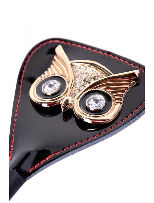 Чёрный стек с совой на кожаном наконечнике - 24 см. - ToyFa - купить с доставкой в Старом Осколе