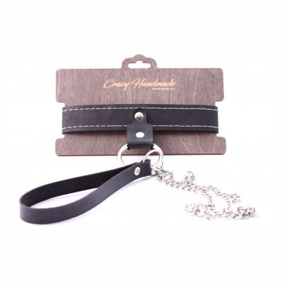 Узкий однослойный ошейник с поводком - Crazy Handmade - купить с доставкой в Старом Осколе