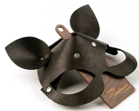 Черная кожаная маска  Кошка  с маленькими ушками - Crazy Handmade - купить с доставкой в Старом Осколе