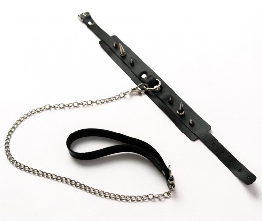 Черный ошейник с шипами и поводком - Crazy Handmade - купить с доставкой в Старом Осколе
