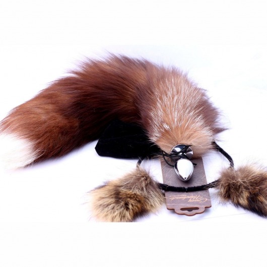 Игровой комплект: серебристая анальная пробка с пушистым хвостом и ободок-ушки - Crazy Handmade - купить с доставкой в Старом Осколе