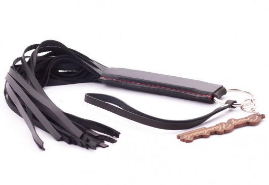 Черная кожаная плеть с удобной ручкой - 50 см. - Crazy Handmade - купить с доставкой в Старом Осколе