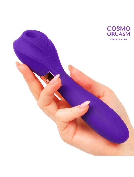 Фиолетовый вакуумный стимулятор с вибрацией - 18,4 см. - Cosmo