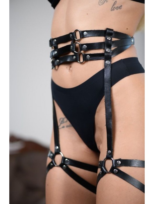 Кожаные гартеры на поясе Esteria - БДСМ Арсенал - купить с доставкой в Старом Осколе