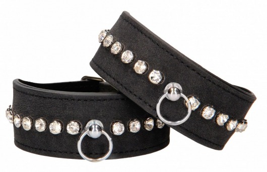 Черные поножи Diamond Studded Ankle Cuffs - Shots Media BV - купить с доставкой в Старом Осколе