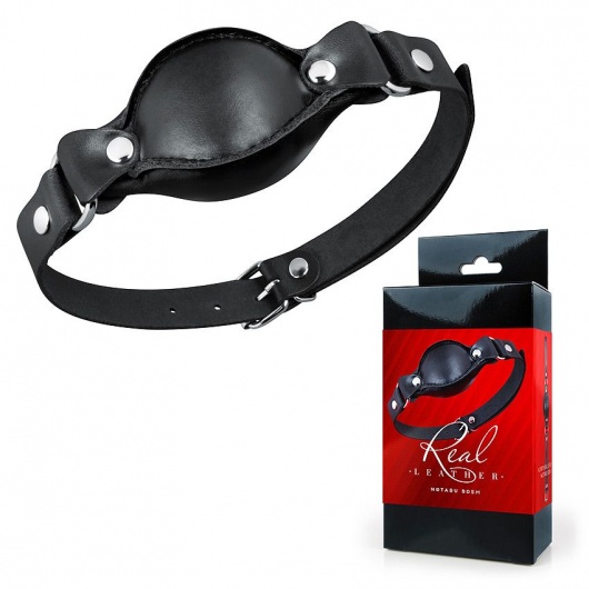 Черный кожаный кляп - Notabu - купить с доставкой в Старом Осколе