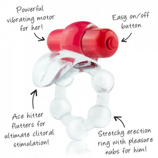 Виброкольцо с язычком и красным виброэлементом Overtime - Screaming O - в Старом Осколе купить с доставкой