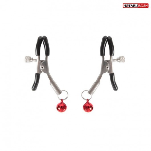 Серебристые зажимы на соски с шариками - Notabu - купить с доставкой в Старом Осколе