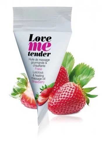 Съедобное согревающее массажное масло Love Me Tender Strawberry с ароматом клубники - 10 мл. - Love to Love - купить с доставкой в Старом Осколе