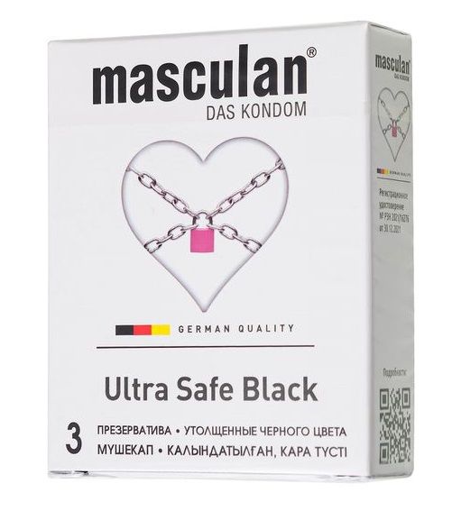 Ультрапрочные презервативы Masculan Ultra Safe Black - 3 шт. - Masculan - купить с доставкой в Старом Осколе