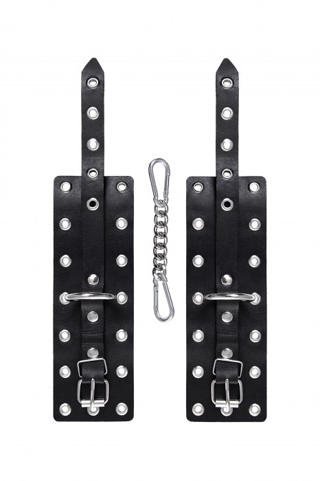 Черные кожаные однослойные наручники с люверсами - Pecado - купить с доставкой в Старом Осколе