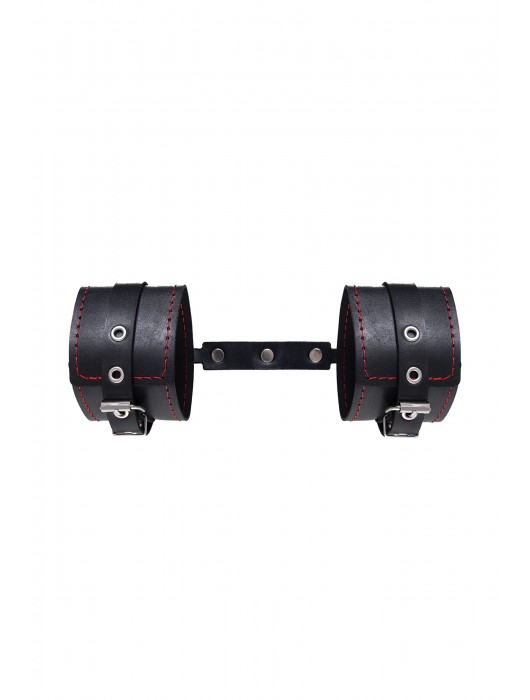 Черные кожаные однослойные оковы с контрастной строчкой - Pecado - купить с доставкой в Старом Осколе