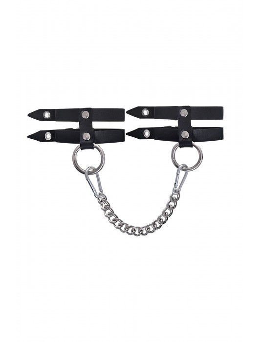 Черные однослойные кожаные оковы из двух ремешков - Pecado - купить с доставкой в Старом Осколе