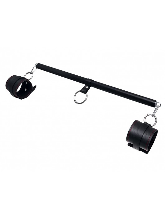 Черная распорка для ног с кожаными манжетами - Pecado - купить с доставкой в Старом Осколе