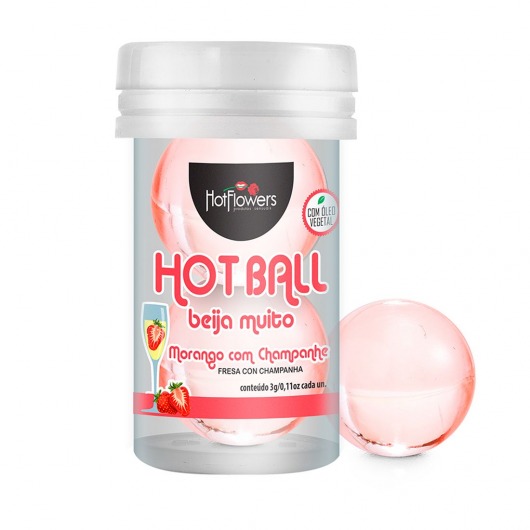 Лубрикант на масляной основе Hot Ball Beija Muito с ароматом клубники и шампанского (2 шарика по 3 гр.) - HotFlowers - купить с доставкой в Старом Осколе