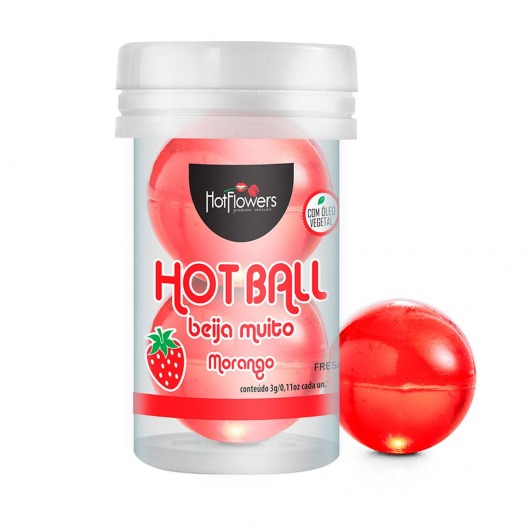 Лубрикант на масляной основе Hot Ball Beija Muito с ароматом клубники (2 шарика по 3 гр.) - HotFlowers - купить с доставкой в Старом Осколе