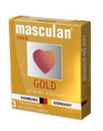 Презервативы Masculan Ultra Gold с золотым напылением и ароматом ванили - 3 шт. - Masculan - купить с доставкой в Старом Осколе