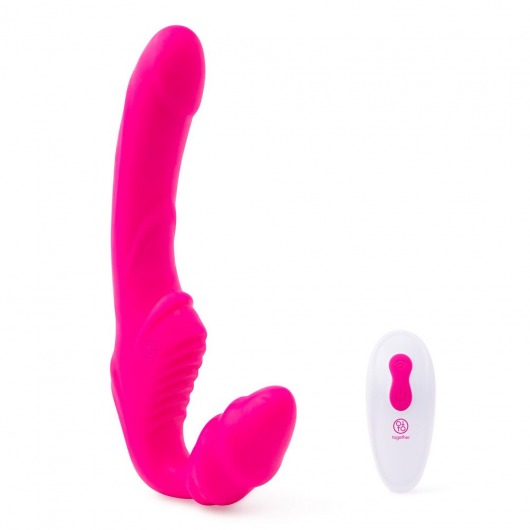 Розовый безремневой страпон на радиоуправлении Strapless Together - 22 см. - Together Toy - купить с доставкой в Старом Осколе