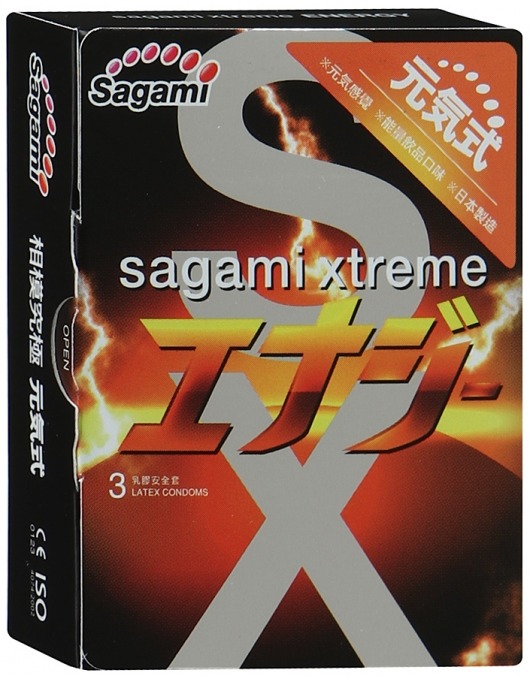 Презервативы Sagami Xtreme ENERGY с ароматом энергетика - 3 шт. - Sagami - купить с доставкой в Старом Осколе