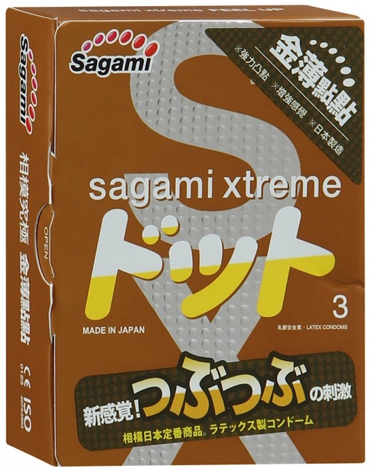 Презервативы Sagami Xtreme FEEL UP с точечной текстурой и линиями прилегания - 3 шт. - Sagami - купить с доставкой в Старом Осколе