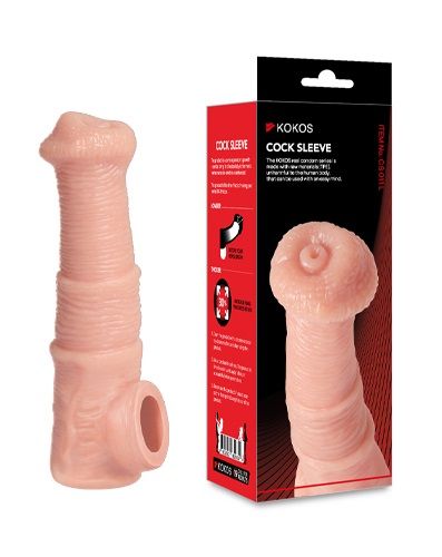 Телесная фантазийная насадка на член Cock Sleeve Size M - KOKOS - в Старом Осколе купить с доставкой