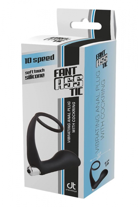 Черное эрекционное кольцо с вибропробкой Vibrating Anal Plug With Cockring - Dream Toys - в Старом Осколе купить с доставкой