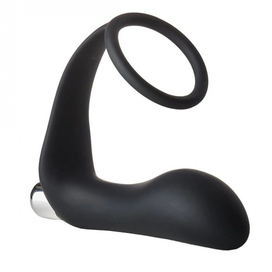 Черное эрекционное кольцо с вибропробкой Vibrating Anal Plug With Cockring - Dream Toys - в Старом Осколе купить с доставкой