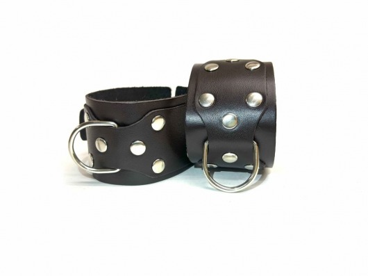 Коричневые кожаные наручники Sex Game - БДСМ Арсенал - купить с доставкой в Старом Осколе