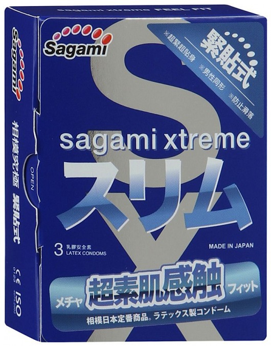 Розовые презервативы Sagami Xtreme FEEL FIT 3D - 3 шт. - Sagami - купить с доставкой в Старом Осколе