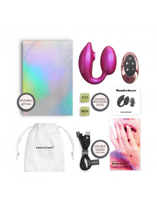 Малиновый вибратор для пар Wonderlover - Love to Love