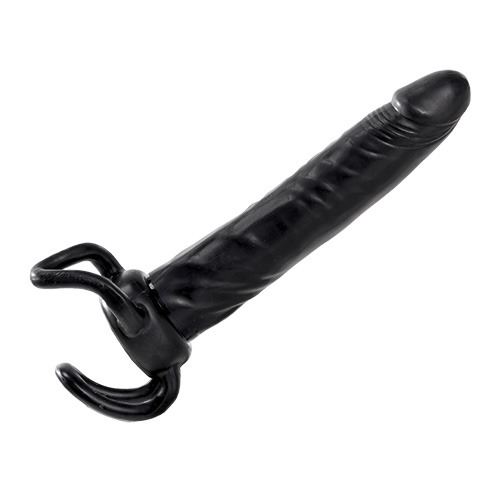 Чёрная насадка-фаллос для двойного проникновения INFLATABLE DILDO SLIM DONG  - 13,5 см. - Toyz4lovers - в Старом Осколе купить с доставкой