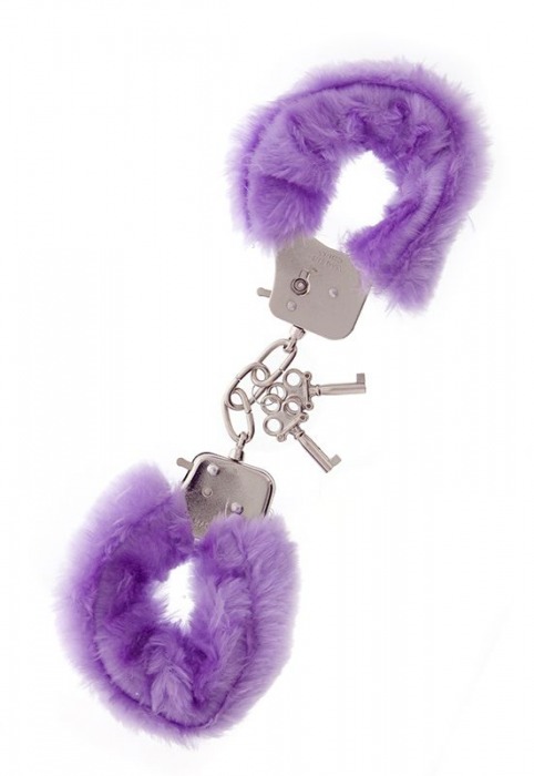 Фиолетовые меховые наручники METAL HANDCUFF WITH PLUSH LAVENDER - Dream Toys - купить с доставкой в Старом Осколе