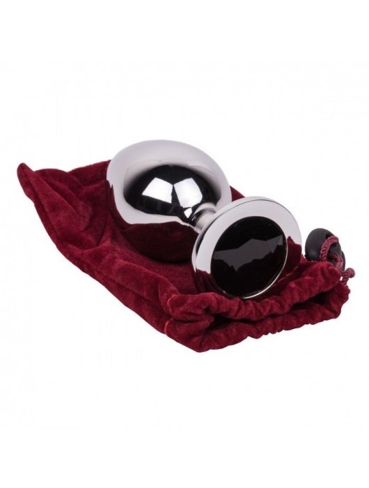 Большой стальной плаг с черным кристаллом Black Rave - 9,5 см. - Erotic Fantasy - купить с доставкой в Старом Осколе