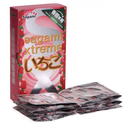 Презервативы Sagami Xtreme Strawberry c ароматом клубники - 10 шт. - Sagami - купить с доставкой в Старом Осколе