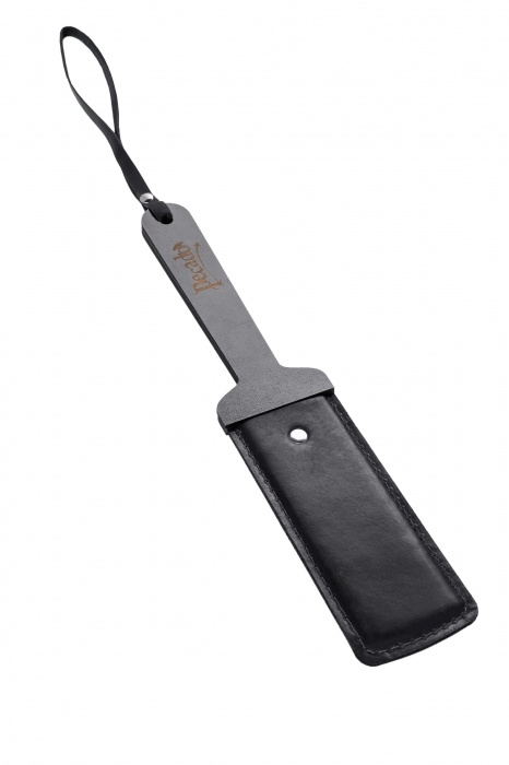 Черный твердый пэддл из натуральной кожи и дерева - 33 см. - Pecado - купить с доставкой в Старом Осколе