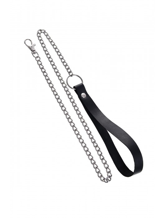 Черный кожаный ошейник-воротник с поводком - Pecado - купить с доставкой в Старом Осколе