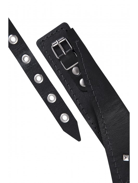 Черный кожаный ошейник-воротник с поводком - Pecado - купить с доставкой в Старом Осколе