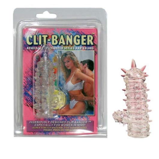 Прозрачная насадка с шипами и клиторальной шишечкой CLIT-BANGER SLEEVE IN CLEAR - Tonga - в Старом Осколе купить с доставкой