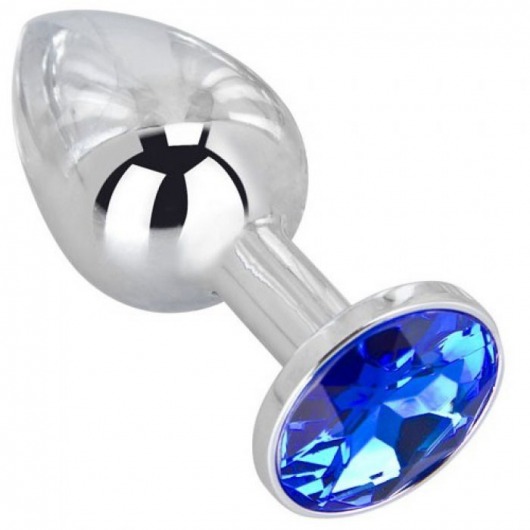 Анальное украшение BUTT PLUG  Small с синим кристаллом - 7 см. - Anal Jewelry Plug - купить с доставкой в Старом Осколе