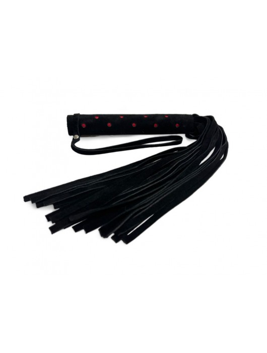 Черная замшевая плеть с красными точками на рукояти Red dot Princess - 43 см. - БДСМ Арсенал - купить с доставкой в Старом Осколе