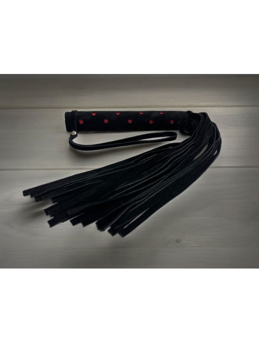 Черная замшевая плеть с красными точками на рукояти Red dot Princess - 43 см. - БДСМ Арсенал - купить с доставкой в Старом Осколе