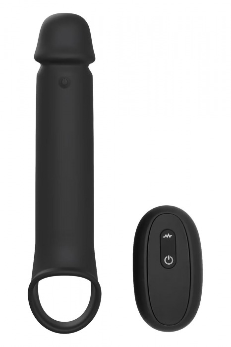 Черная насадка-удлинитель с вибрацией Vibrating Extender With Remote - Dream Toys - в Старом Осколе купить с доставкой