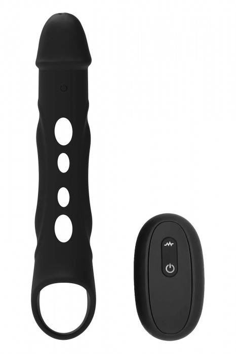 Черная насадка-удлинитель Vibrating Extender With Remote с вибрацией - Dream Toys - в Старом Осколе купить с доставкой