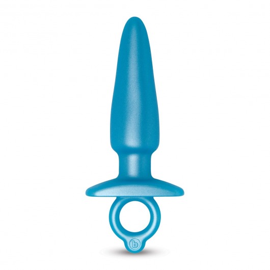 Голубая анальная пробка с кольцом Sleek Tapered Silicone Plug - 15 см. - b-Vibe