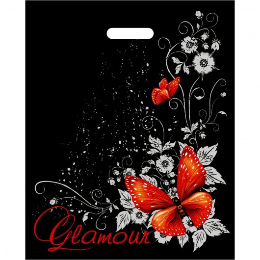Черный пакет Glamour с вырубной ручкой (38х47 см) - Сима-Ленд - купить с доставкой в Старом Осколе