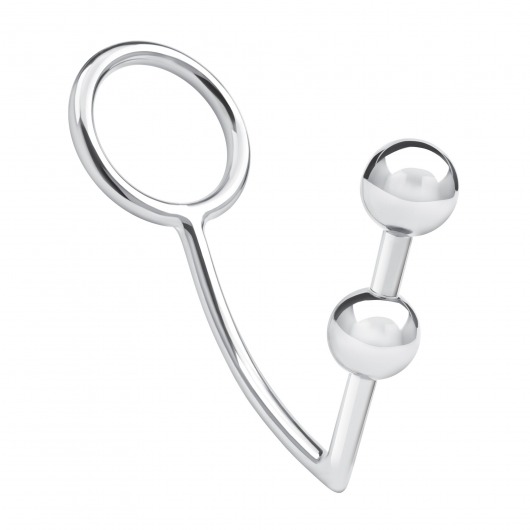 Кольцо на пенис с анальным стимулятором Two Bead Stainless Steel Anal Hook   Cock Ring - BlueLine - в Старом Осколе купить с доставкой