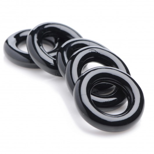 Комплект из 5 черных эрекционных колец для мошонки Ring Master Custom Ball Stretcher Kit - XR Brands - в Старом Осколе купить с доставкой